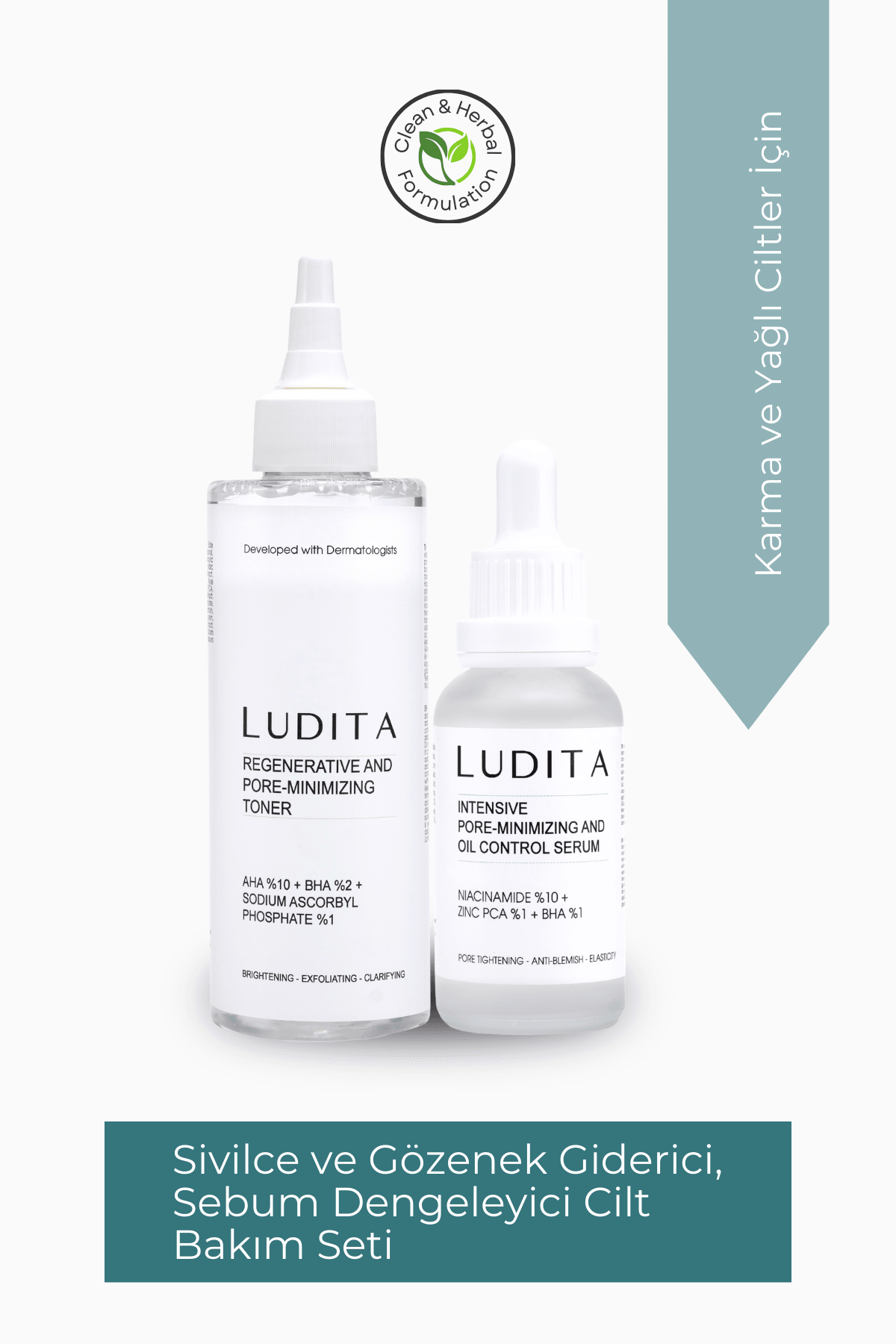 Ludita Acne and Pore Minimizing, Sebum Balancing Skincare Set