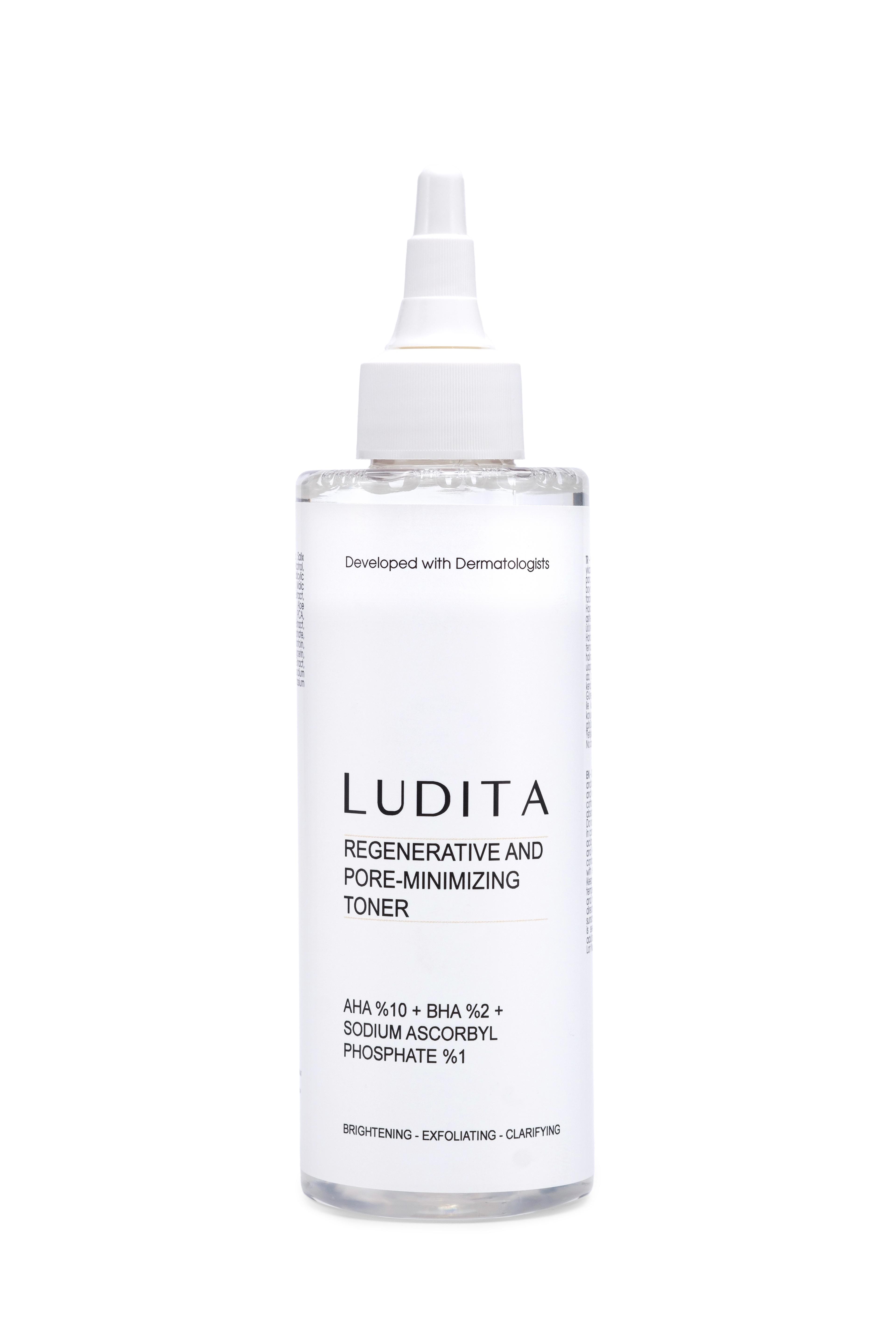Ludita Yenileyici ve Gözenek Sıkılaştırıcı Peeling Tonik (%10 AHA, %2 BHA, %1 Vitamin C)