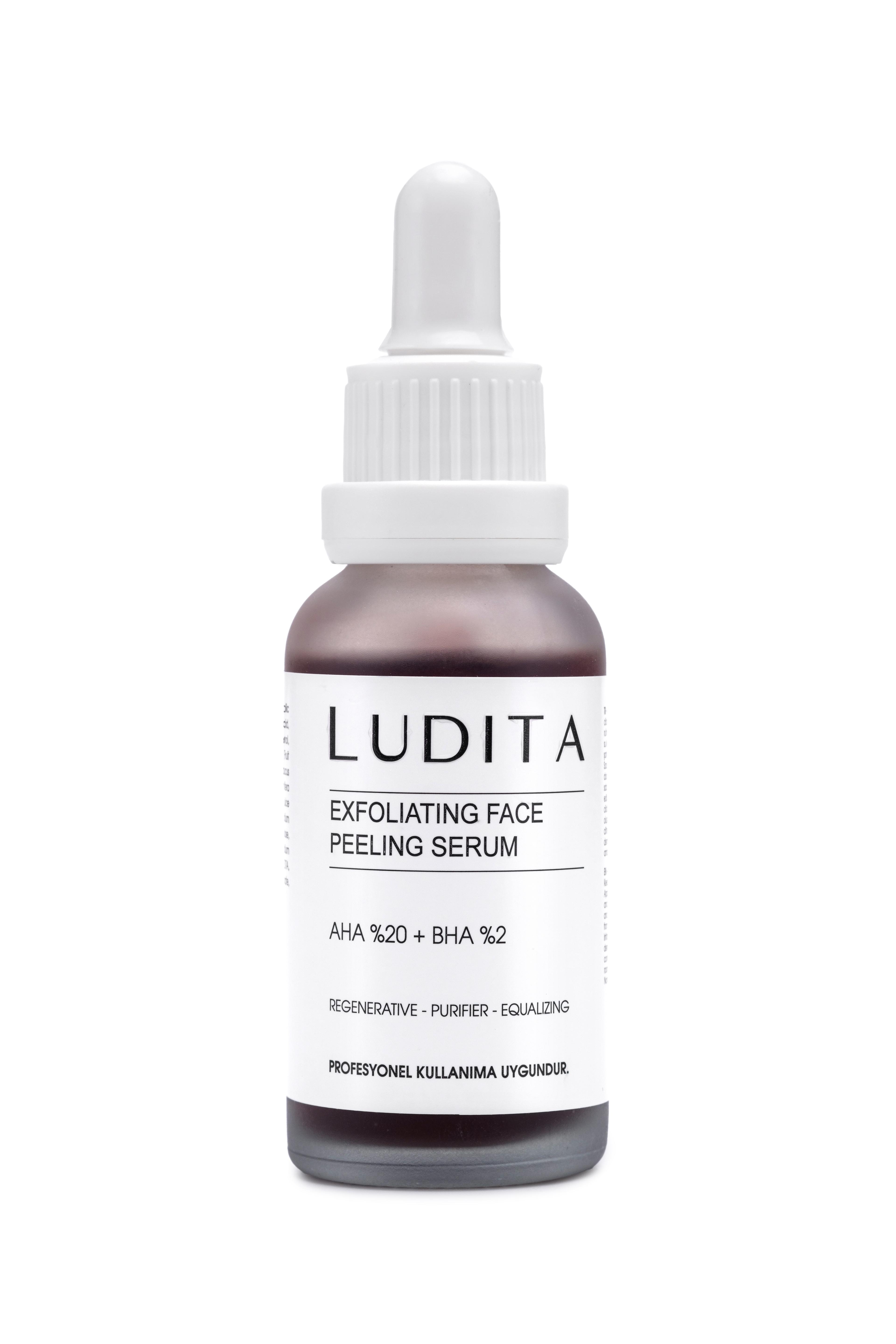 Ludita Yenileyici Cilt Tonu Eşitleyici Yüz Peeling Kırmızı Serum (%20 AHA ve %2 BHA)