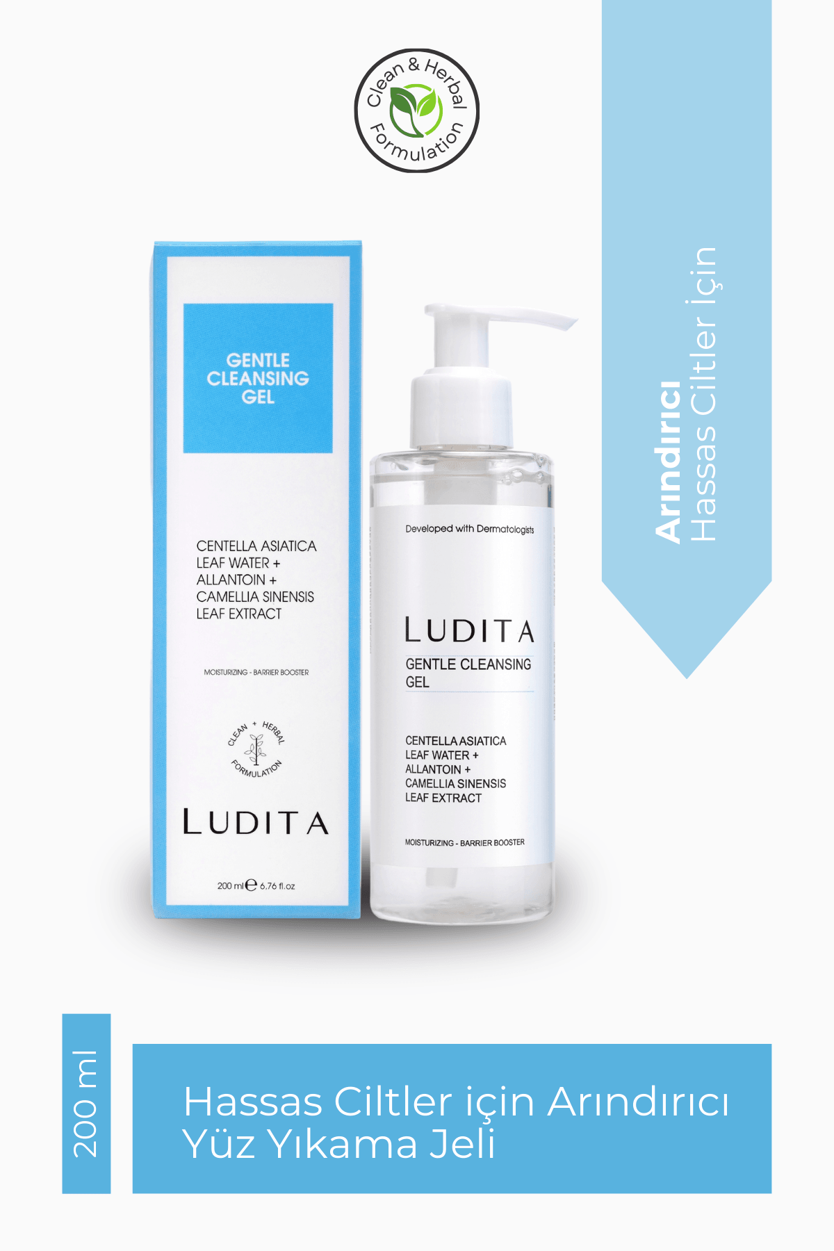 Ludita Purifying Facial Cleansing Gel for Sensitive Skin