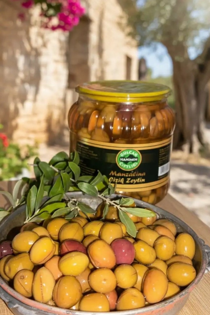 Manzalina Pembe Çizik Zeytin Küçük Boy