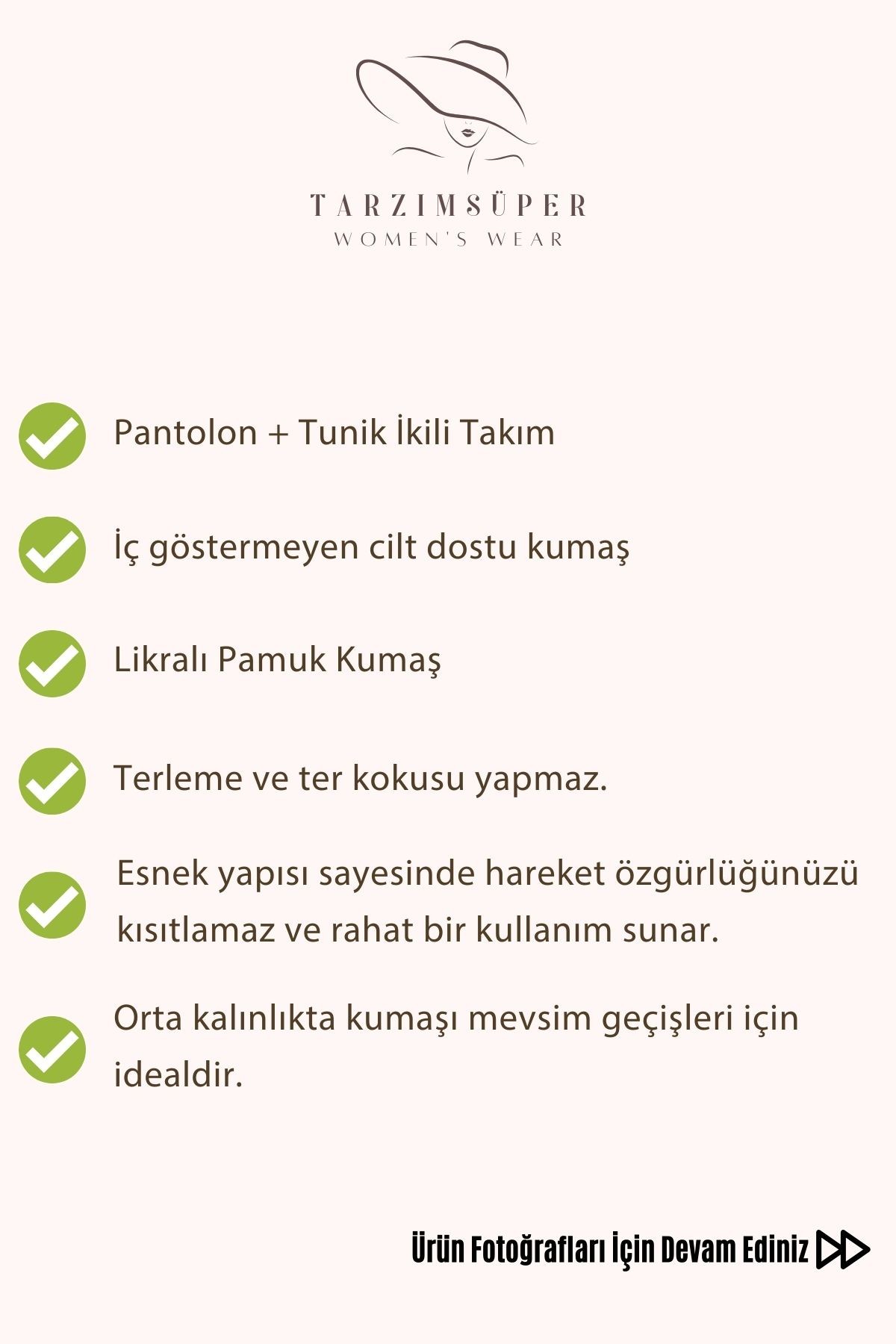 Yeni Sezon Pantolon Tunik İkili Takım Likralı Pamuk Kumaş Esnek Konfor Modeli Şık Tesettür Takım