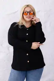 Büyük Beden Kadın Önden Düğmeli Yumuşak Triko Hırka  Oversize Rahat Kışlık Hırka