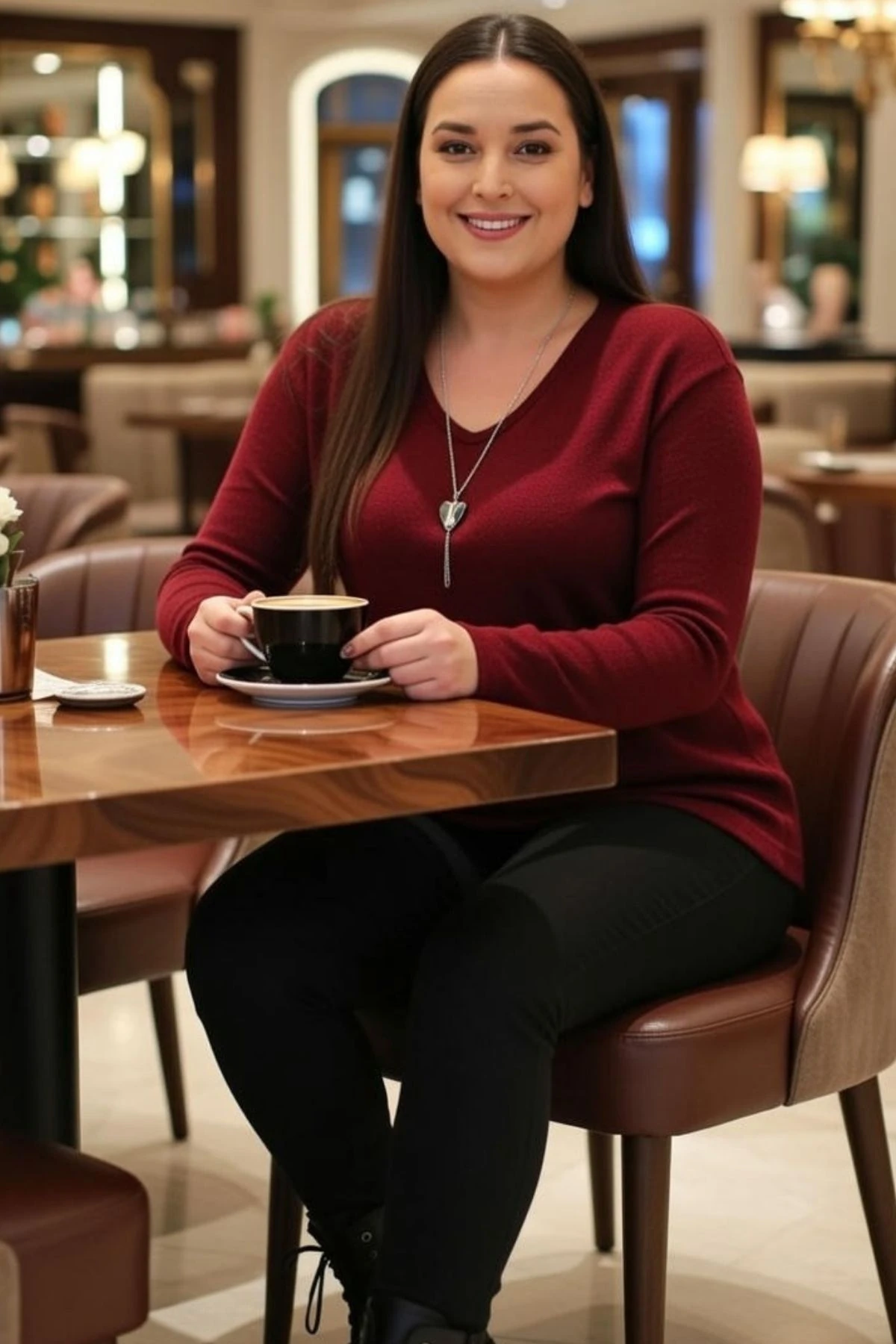 Büyük Beden Kadın V Yaka Kolye Hediyeli Yumuşak Dokulu Konfor Modeli Triko Kazak  Plus Size