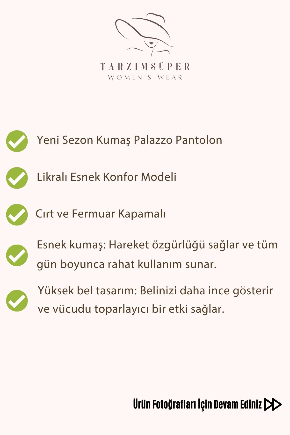 Büyük Beden Yüksek Bel Likralı Esnek Konfor Modeli Cırt ve Fermuarlı Kapama Palazzo Kumaş Pantolon