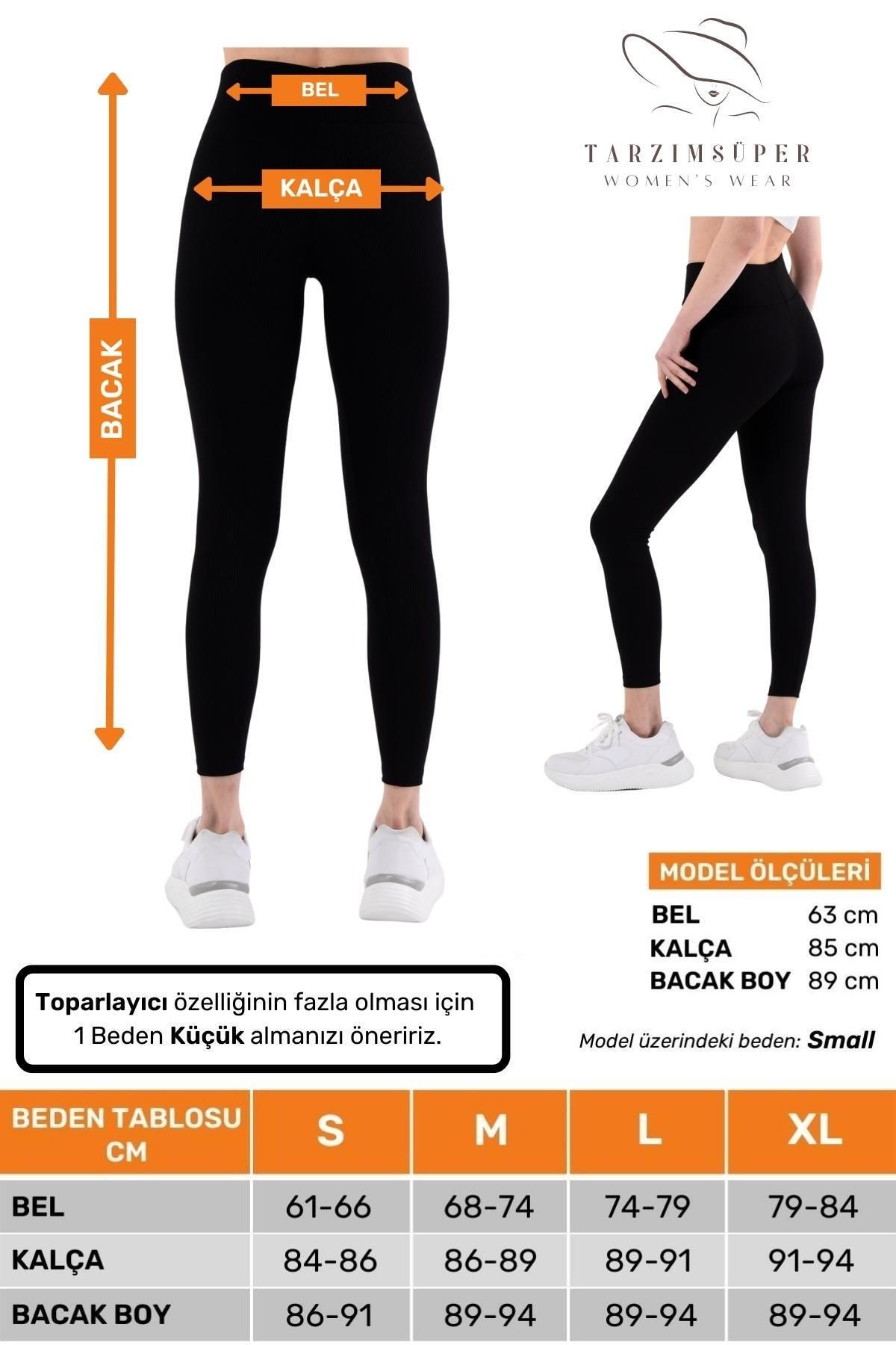 Kadın Regular Fit Yüksek Belli Toparlayıcı Korse Özellikli Fitilli 4 Mevsim Spor & Günlük Tayt