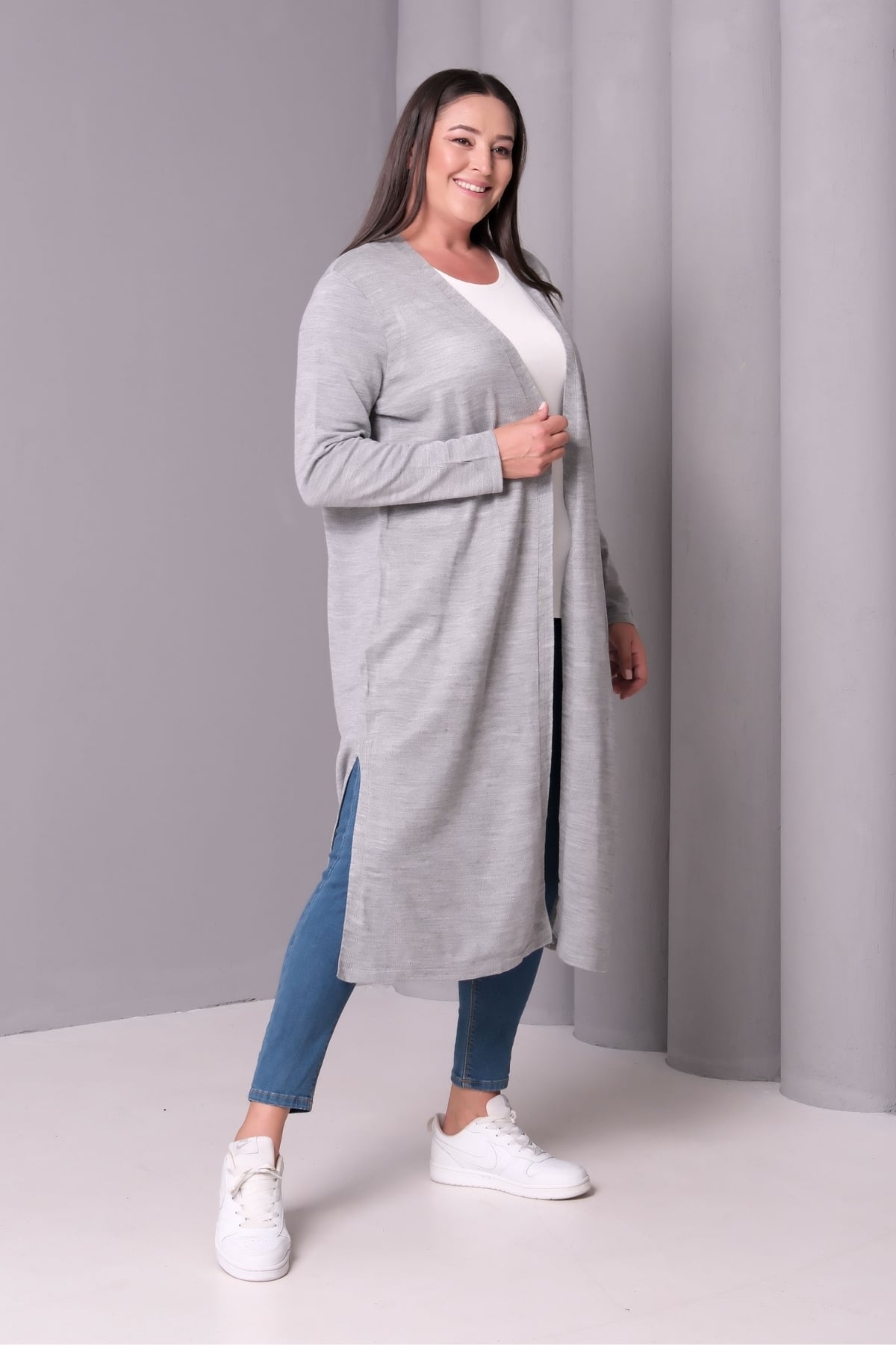 Kadın Büyük Beden Oversize Yumuşak Dokulu Tesettür Hırka