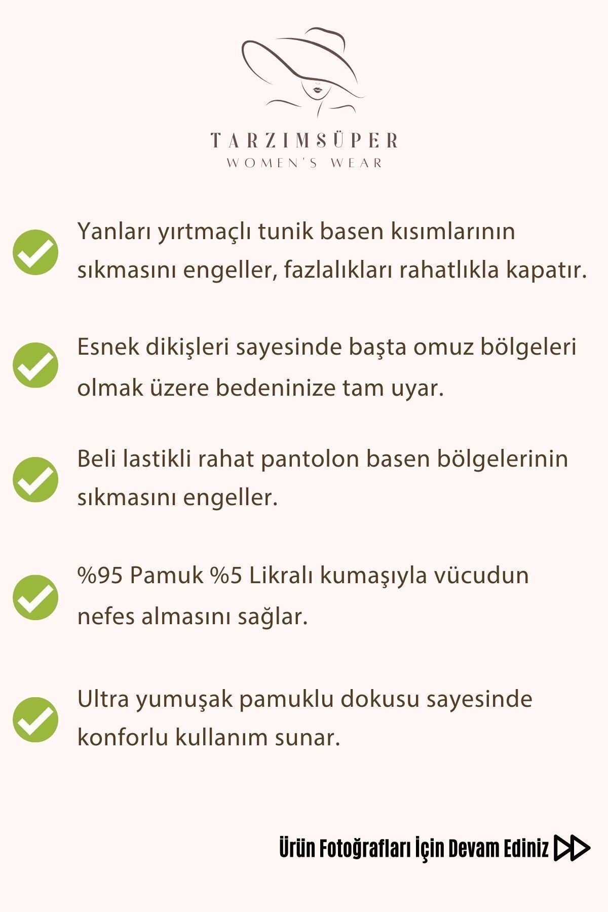 Büyük Beden Yandan Yırtmaçlı Konfor Modeli Rahat Ikili Takım Pantolonlu Tunik 2'li Şık Alt-üst Takım