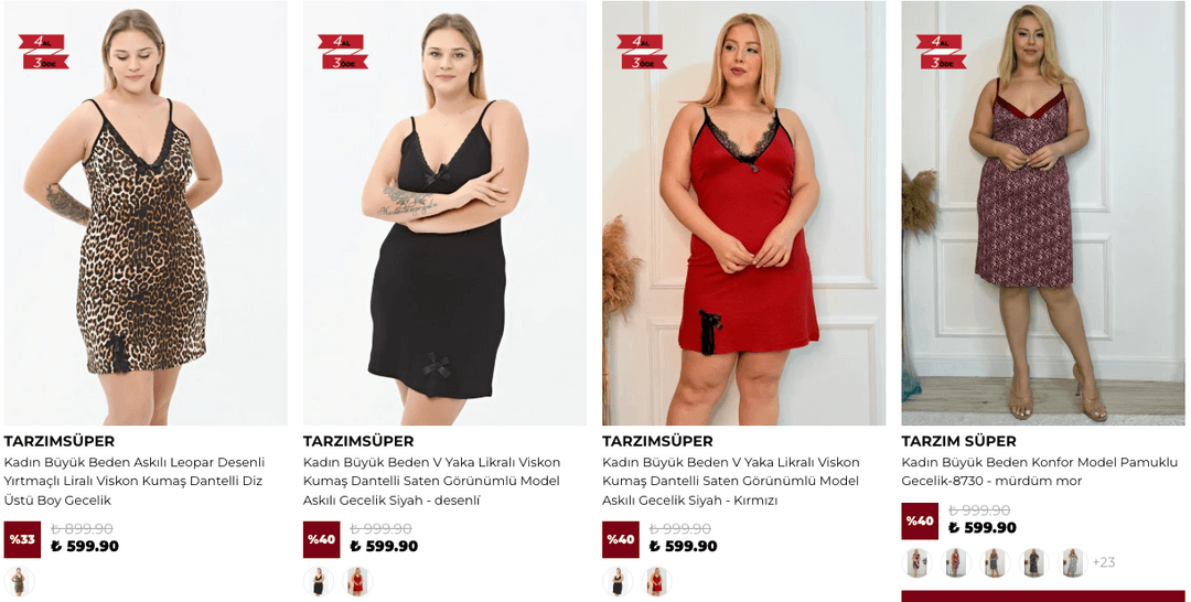 Fantazi Büyük Beden Gecelik Modelleri