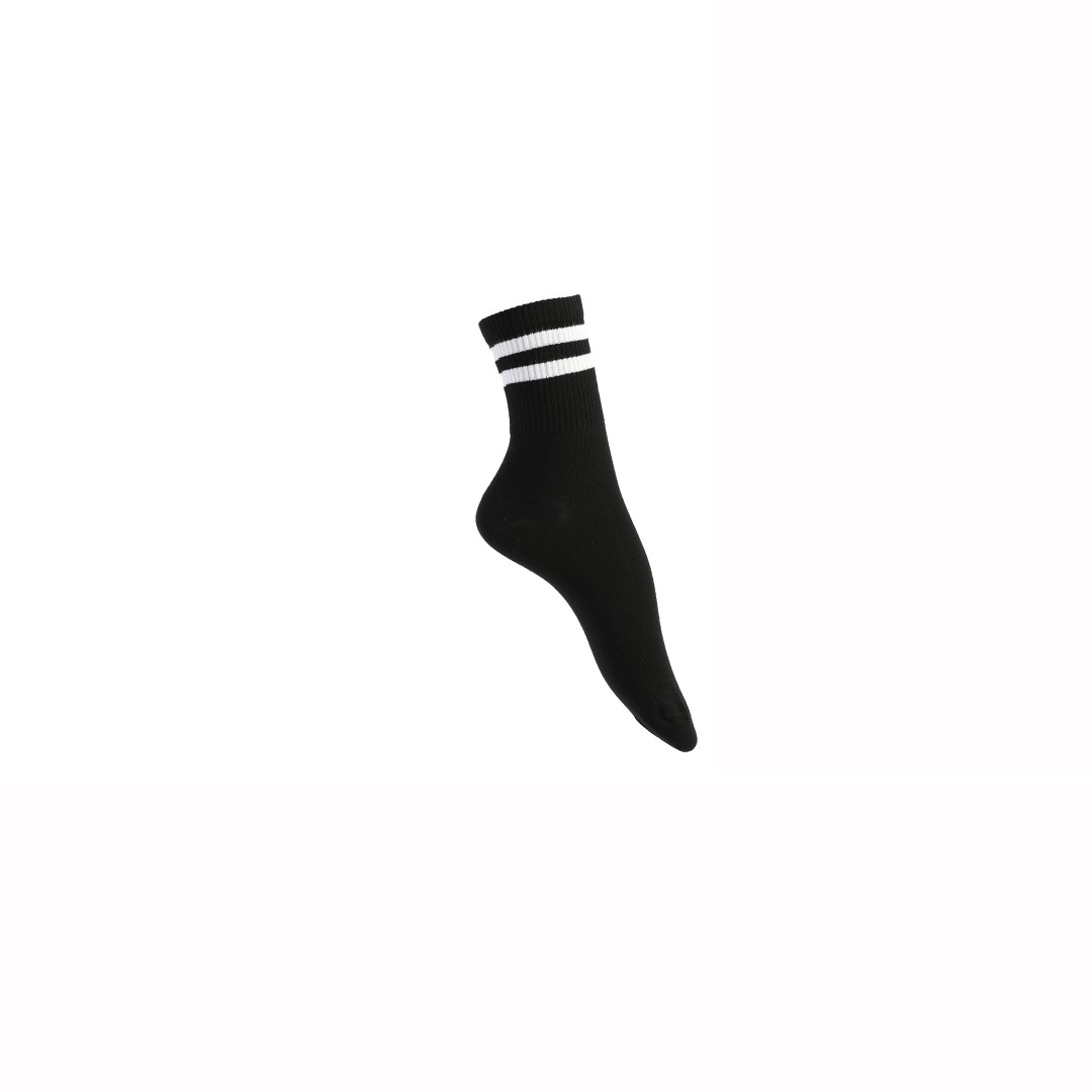 Unisex Çizgili Kolej Çorap 36-42 - Siyah
