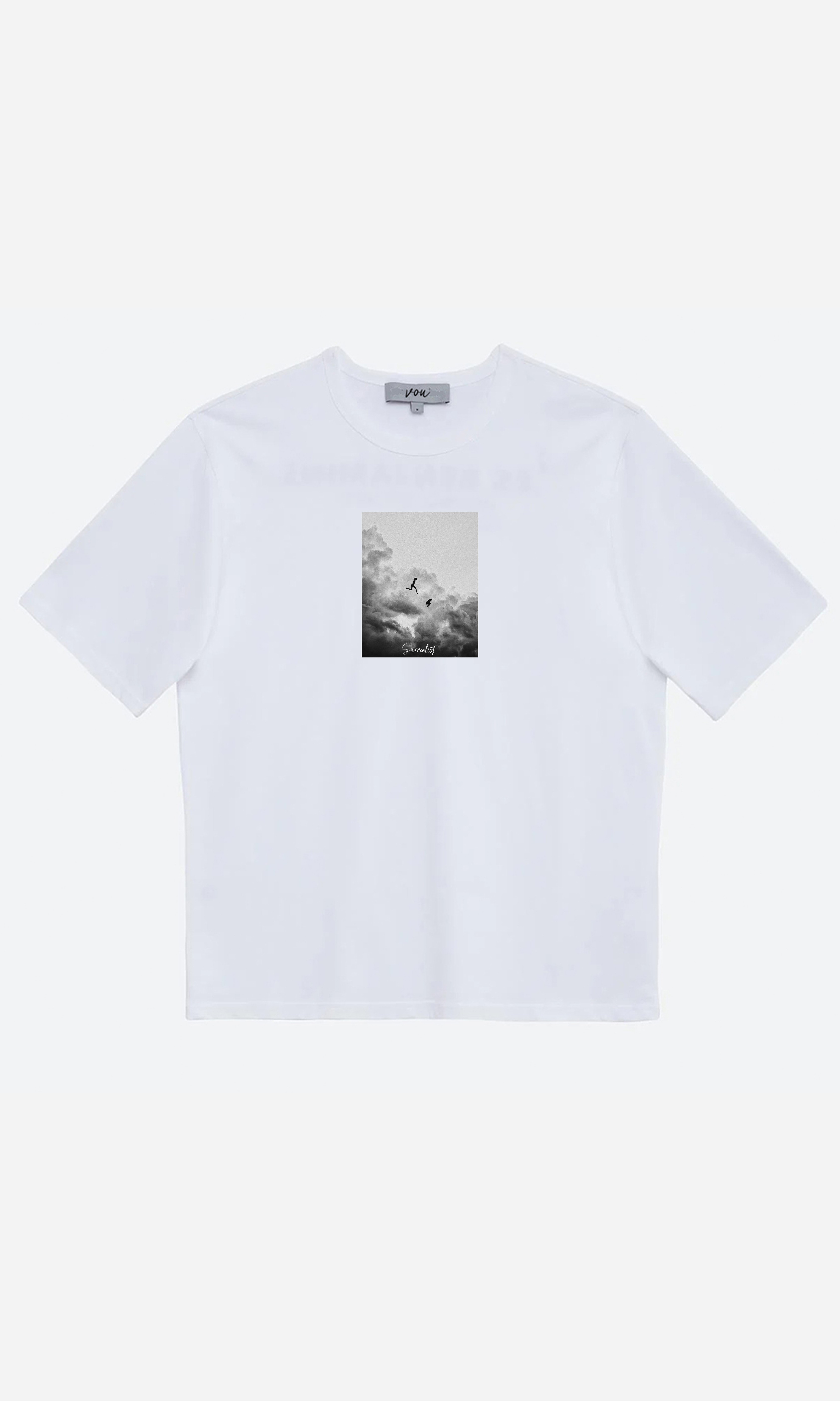 1015- Surrealist Oversize Unisex T-Shirt - Beyaz