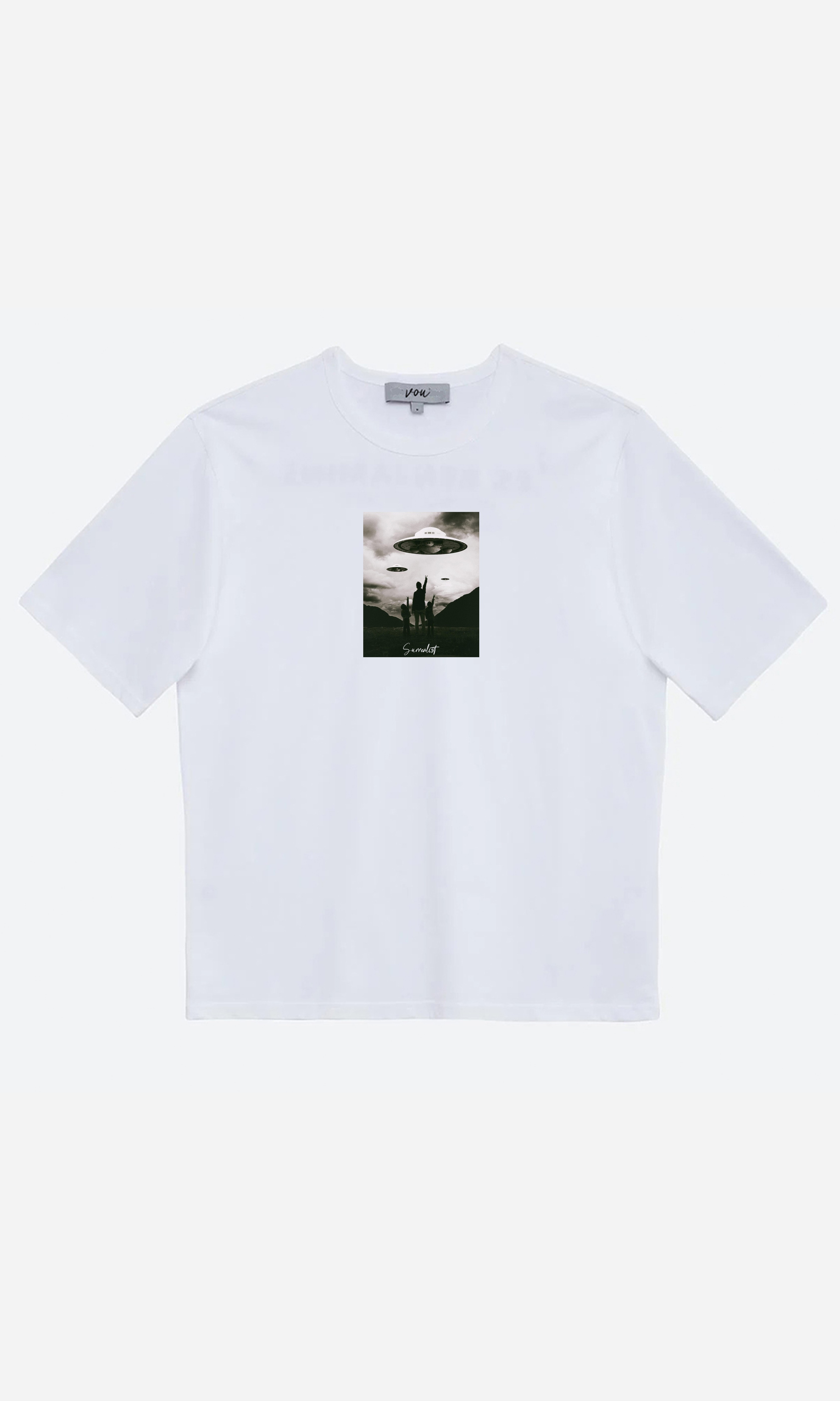 1010- Surrealist Oversize Unisex T-Shirt - Beyaz