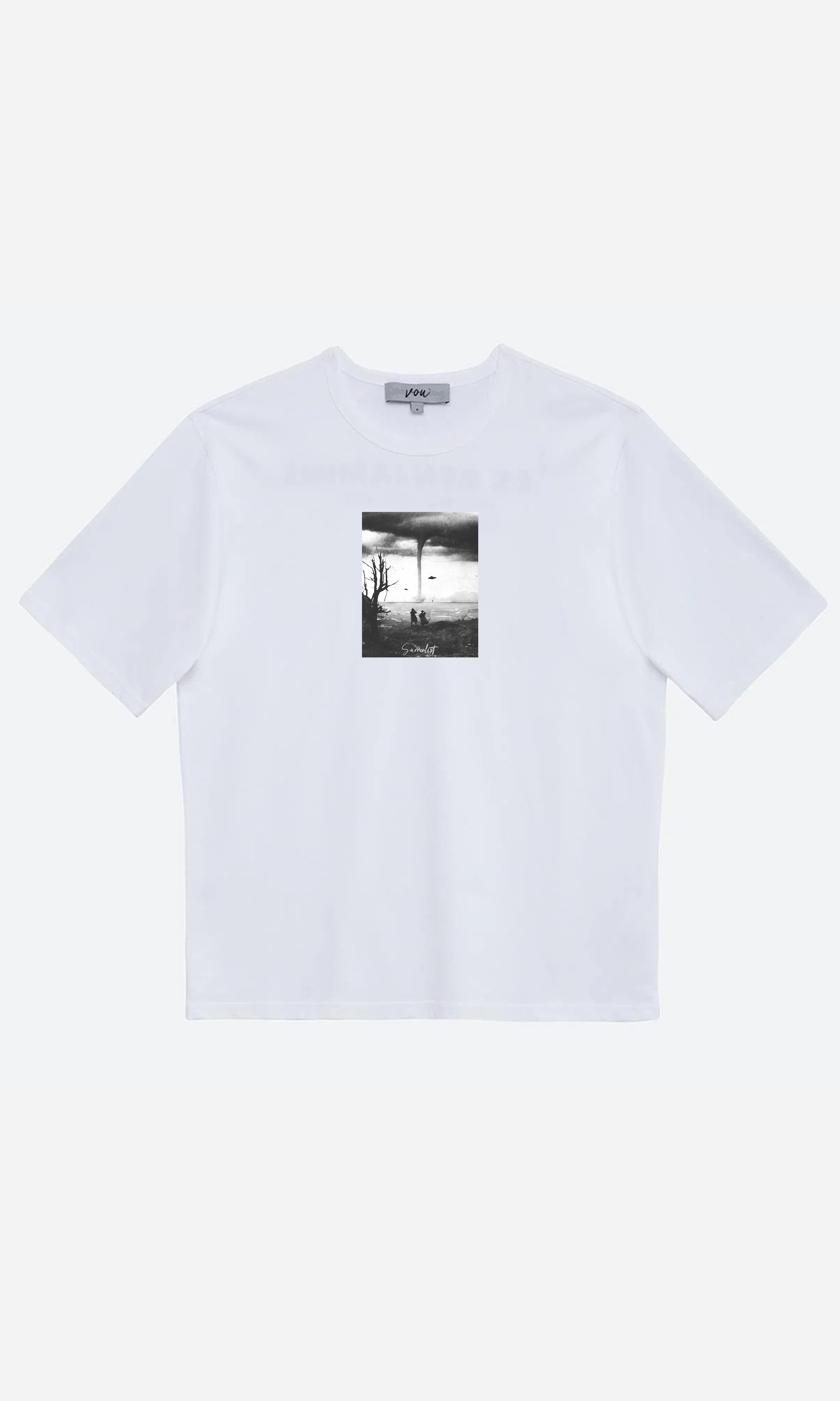 1020 - Surrealist Oversize Unisex T-Shirt - Beyaz
