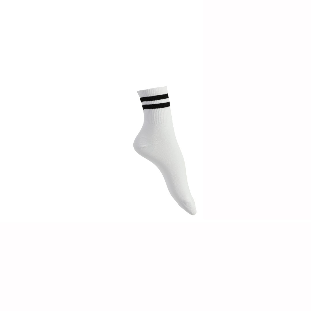 Unisex Çizgili Kolej Çorap 36-42 - Beyaz