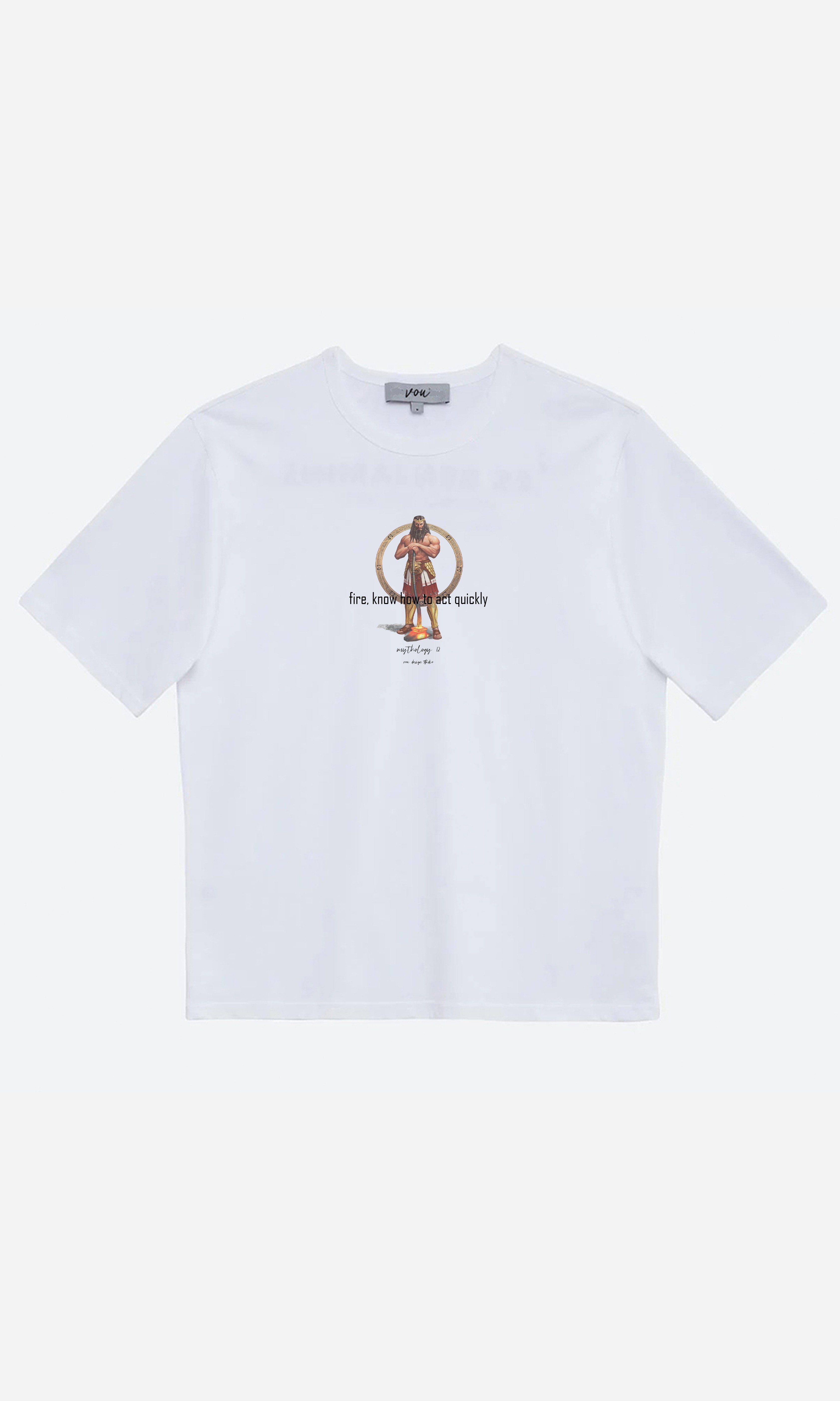 Hephaestus - Oversize Baskılı Unisex T-Shirt - Beyaz