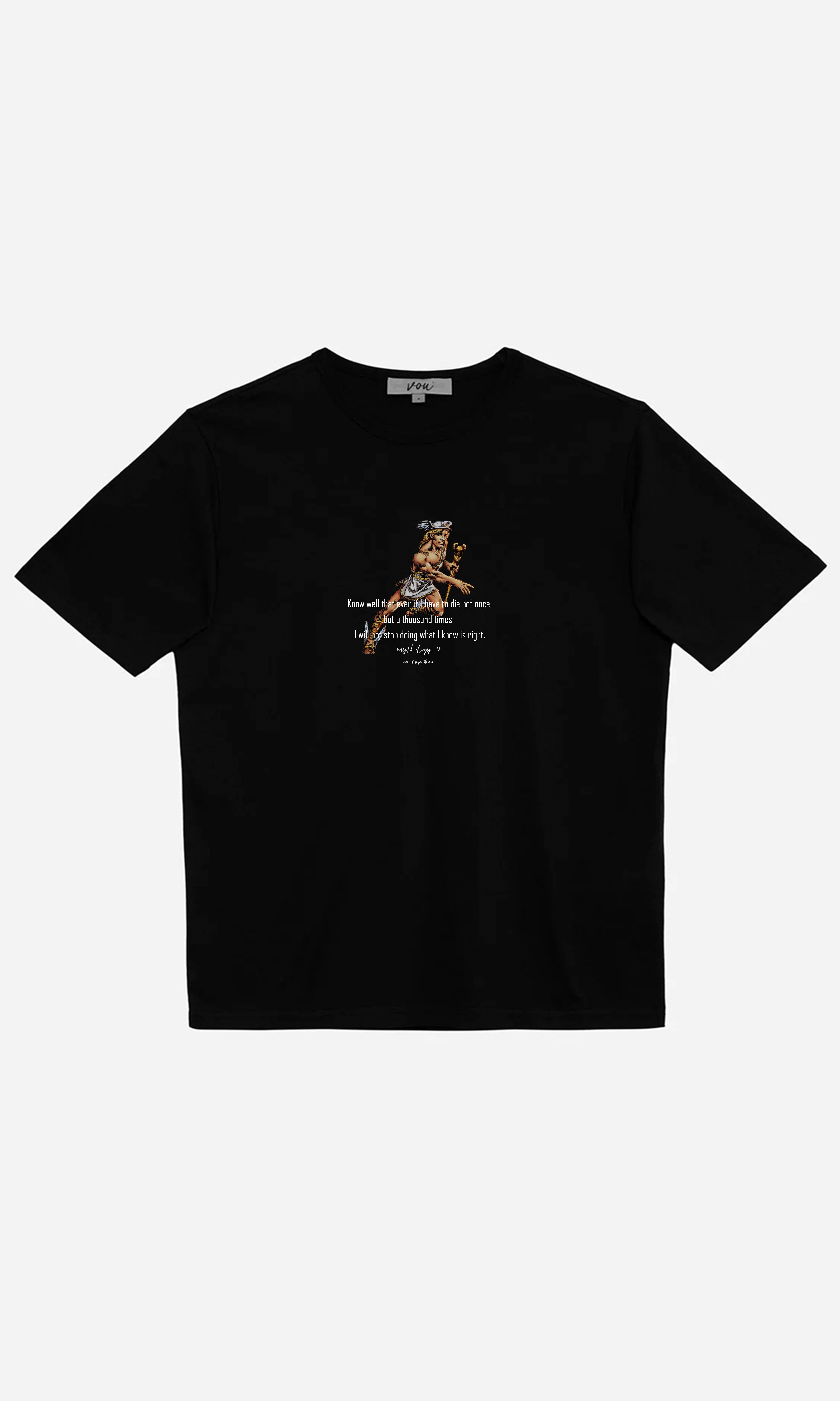 Hermes - Oversize Baskılı Unisex T-Shirt - Siyah