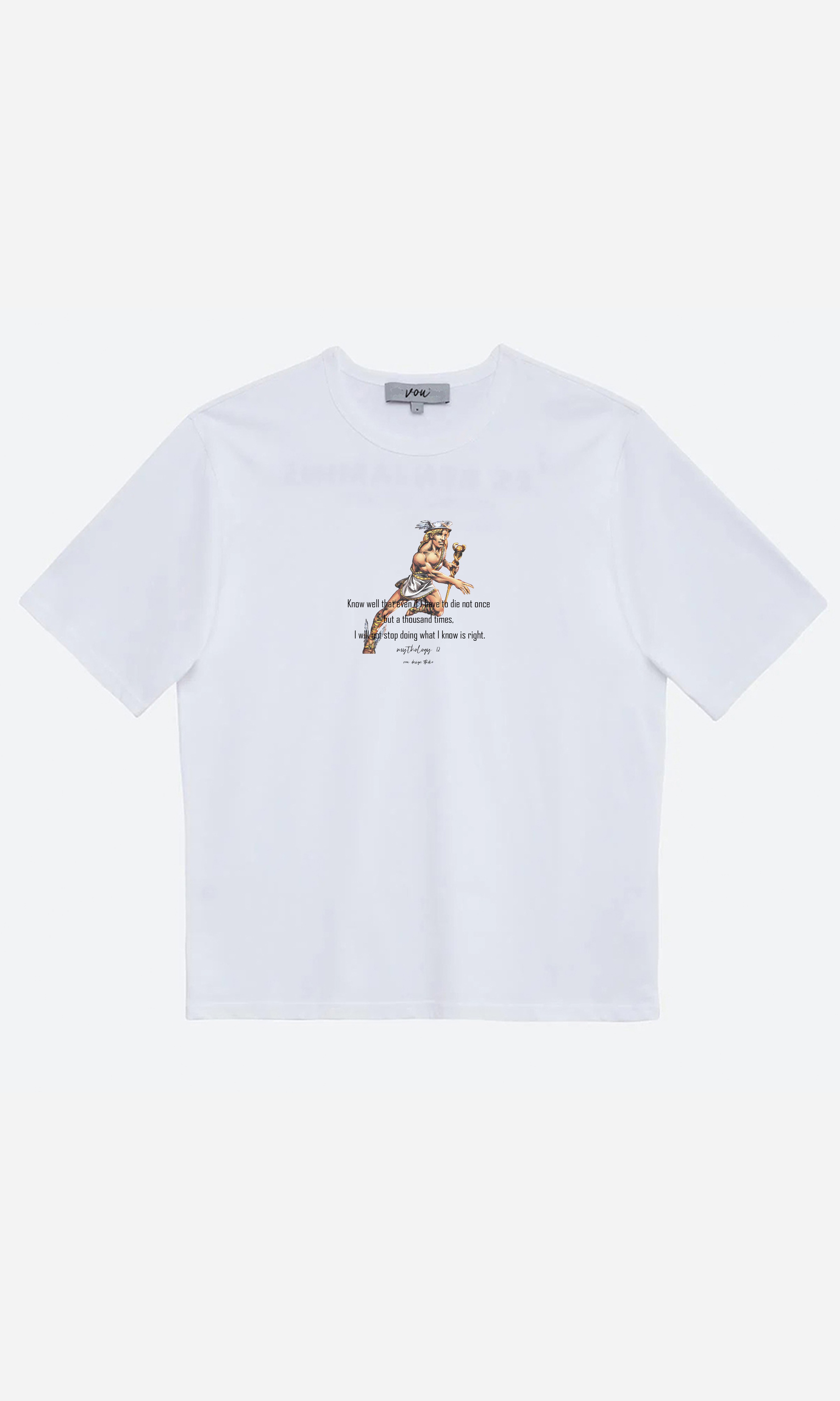 Hermes - Oversize Baskılı Unisex T-Shirt - Beyaz