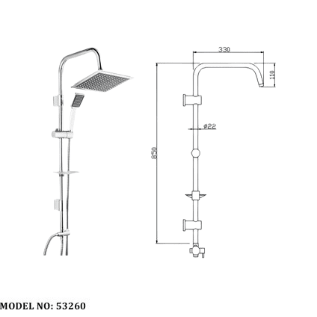 BANYO-DUŞ SETİ TEMA SÜRGÜLÜ RAİN PRATİK QUADRO 1F - 53260