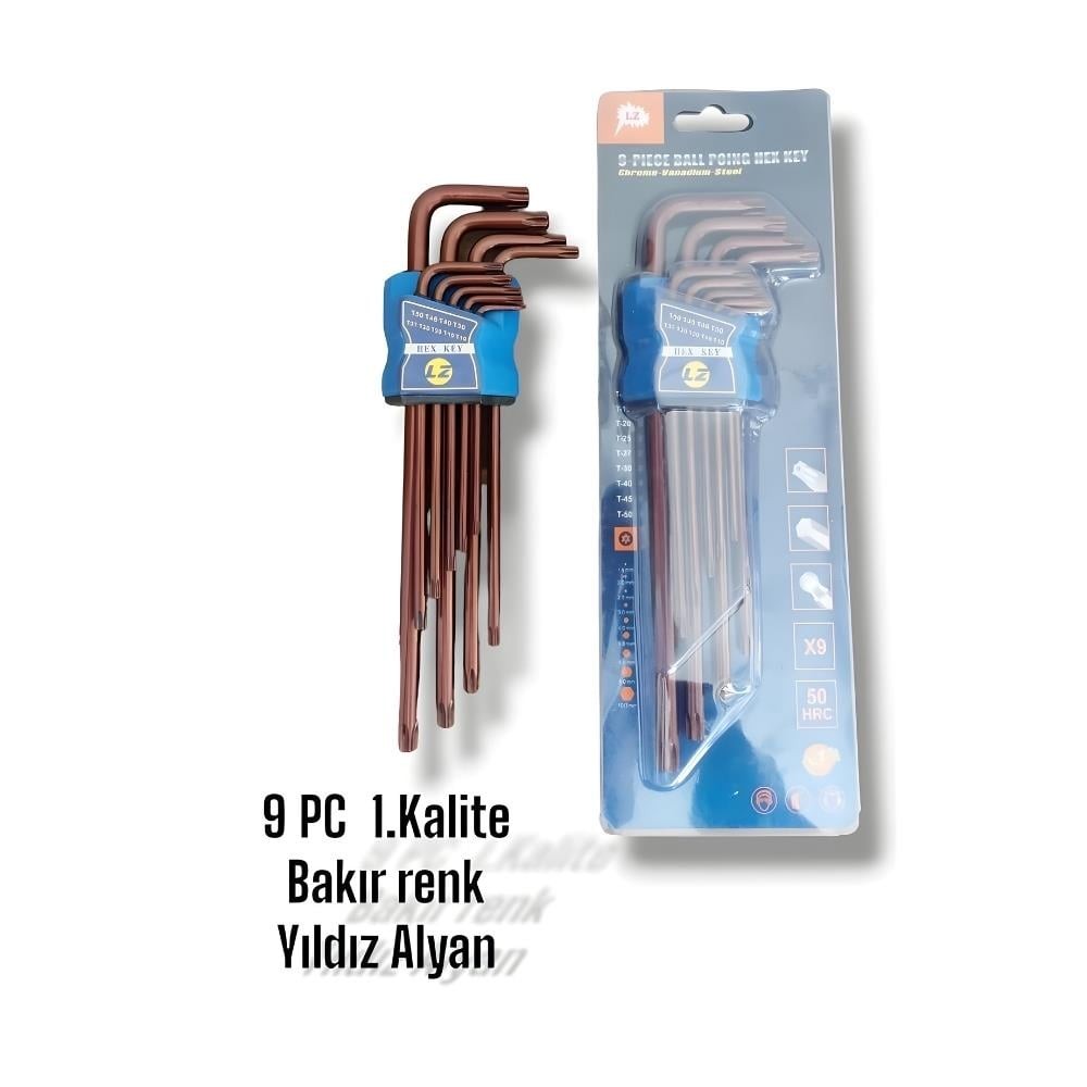 ALYAN TAKIMI TORX L TIPI UZUN HEX KEY 9 PARÇA