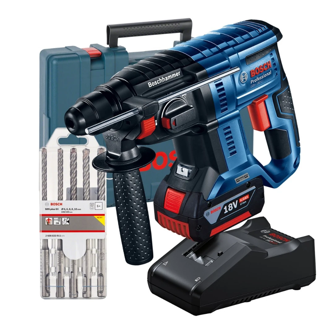 BOSCH AKÜLÜ KIRICI DELİCİ GBH 180-LI (1x4.0 AH) + SDS Plus set