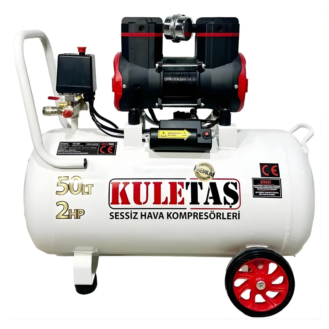 KOMPRESÖR MAKİNESİ KULETAŞ PREMİUM SESSİZ YAĞSIZ 50 LT 2 HP