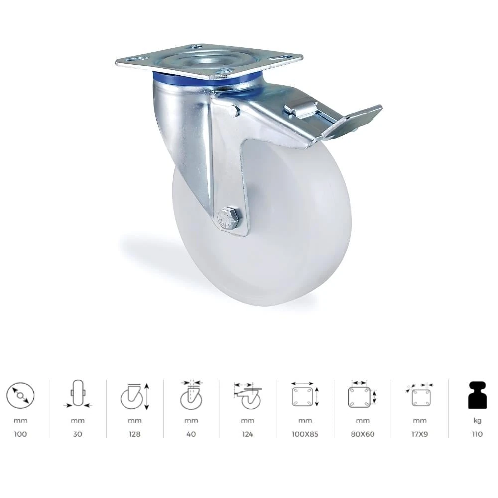 SERVİS TEKERİ POLYAMİD TEKER FRENLİ 100 MM 3302-100-422