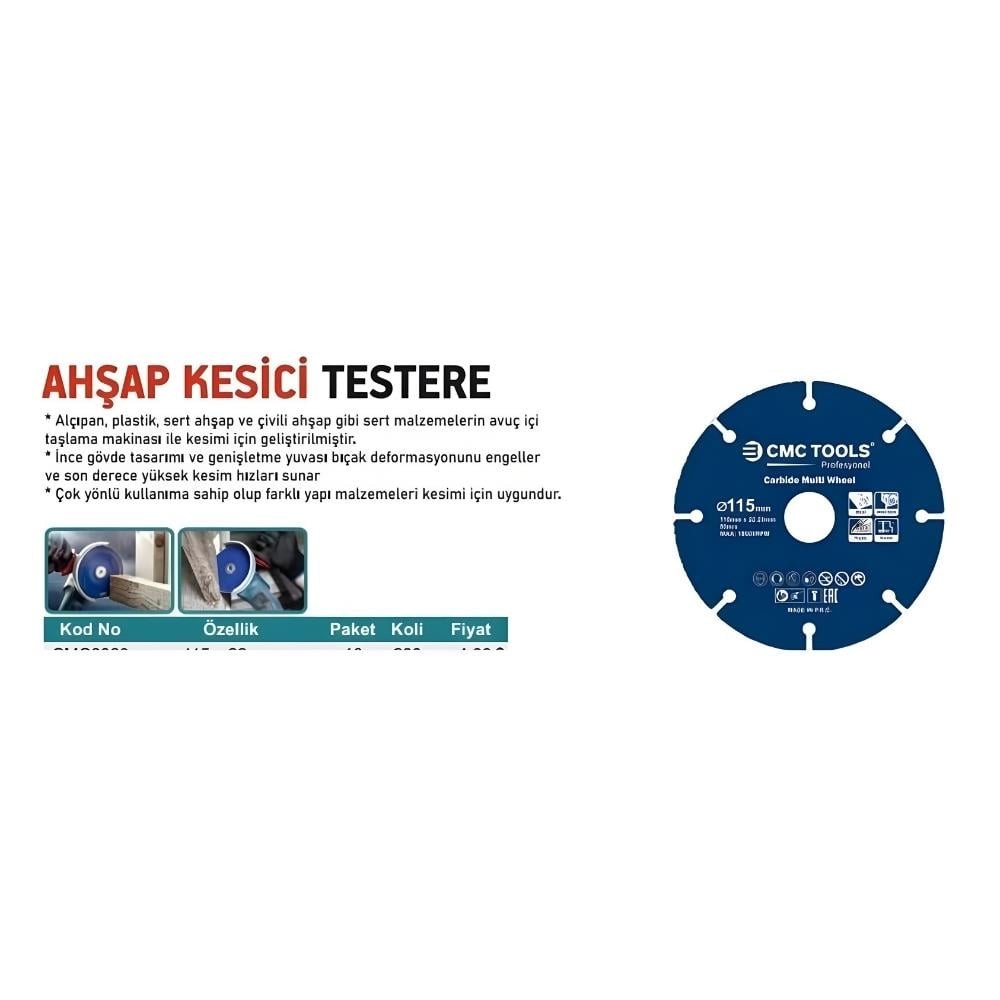 ÇOK AMAÇLI KESME DISKI CARBIDE 115*1,1*22  CMC 6060