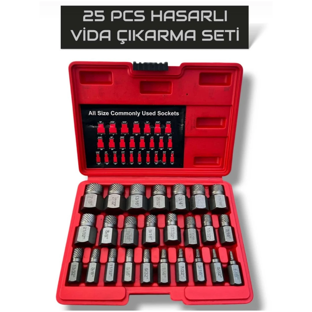 HASARLI VİDA ÇIKARTMA SETİ 25 PARÇA