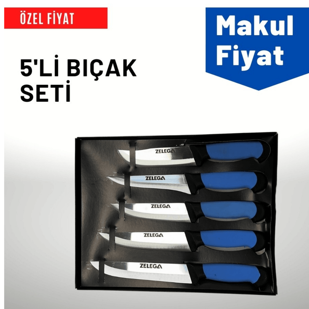 BIÇAK SETİ 5 Lİ EL YAPIMI DÖVME ÇELİK ZELEGA KURBAN BIÇAĞI