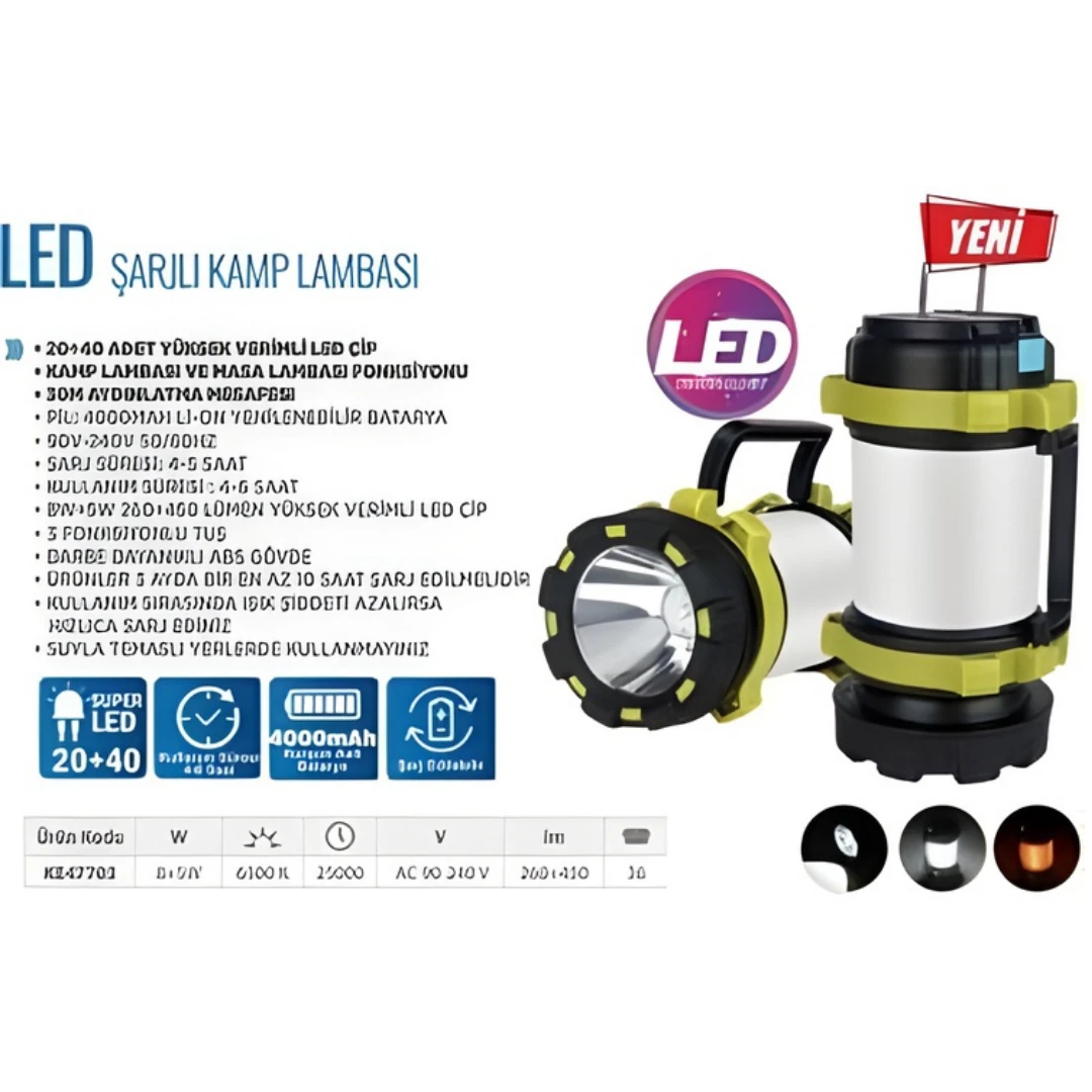 EL FENERİ ŞARJLI KLAUS 8+5W 4000MAH KE47703