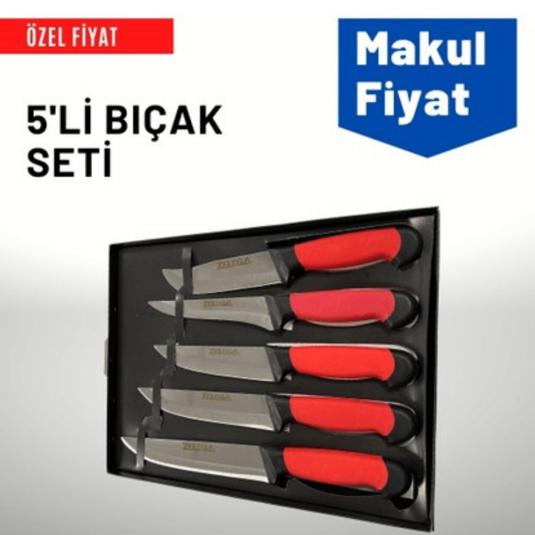 BIÇAK SETİ 5 Lİ EL YAPIMI DÖVME ÇELİK ZELEGA KURBAN BIÇAĞI