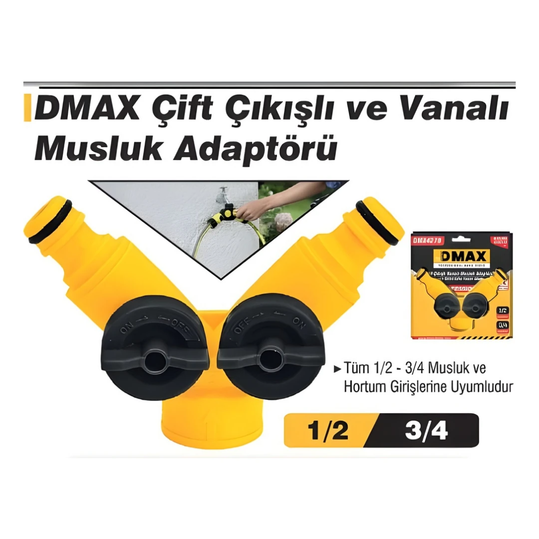 MUSLUK ADAPTÖRÜ ÇİFTLİ VANALI 1/2" - 3/4" DMAX 4279