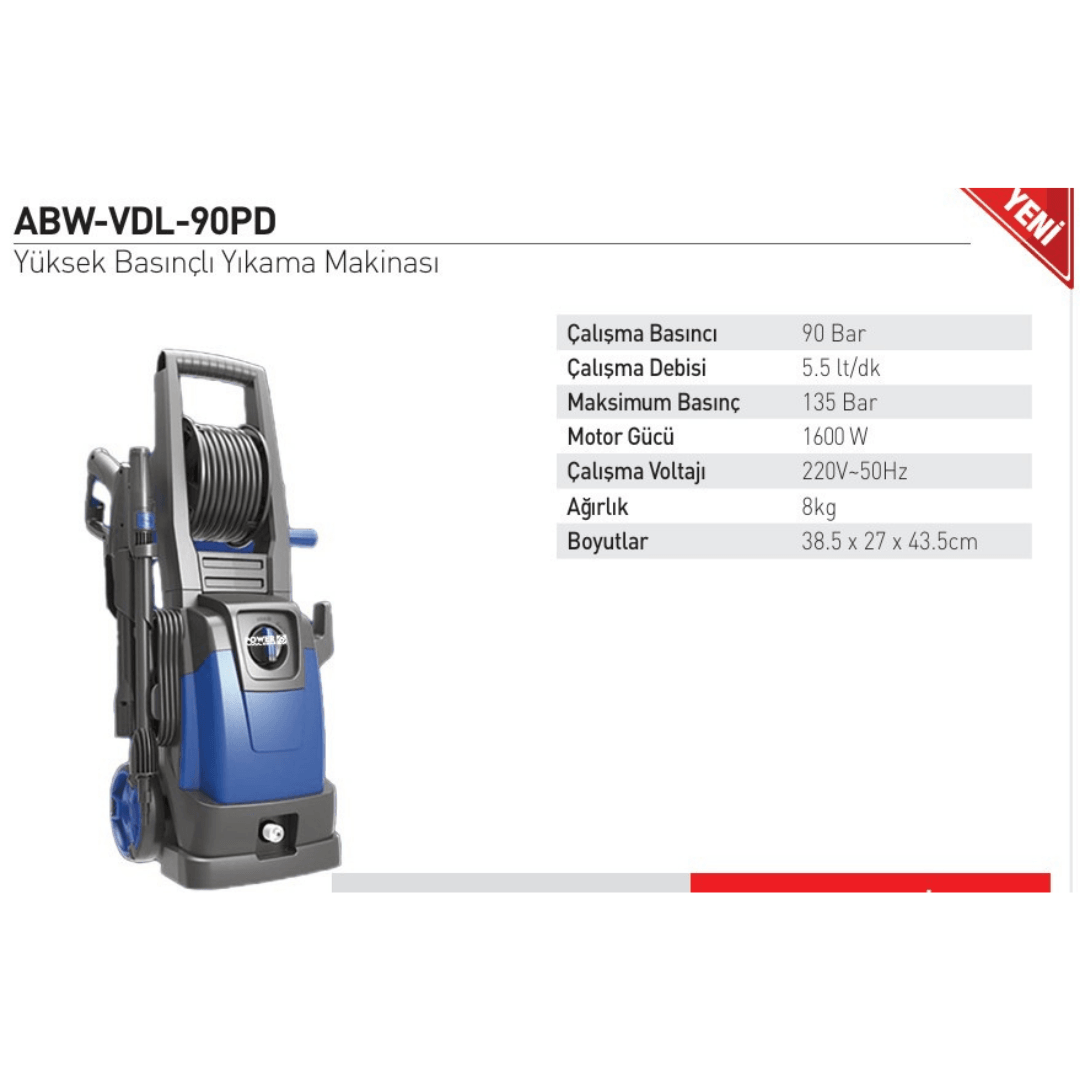 BASINÇLI YIKAMA MAKİNESİ 135 BAR ABW-VDL 90PD POWERWASH