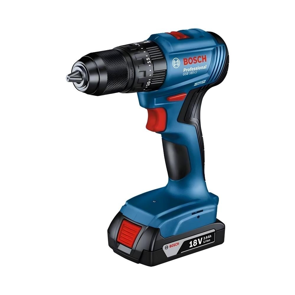 BOSCH AKÜLÜ DELME VIDALAMA DARBELI GSB 185-LI (1x2.0Ah)+23 Parça Aks.