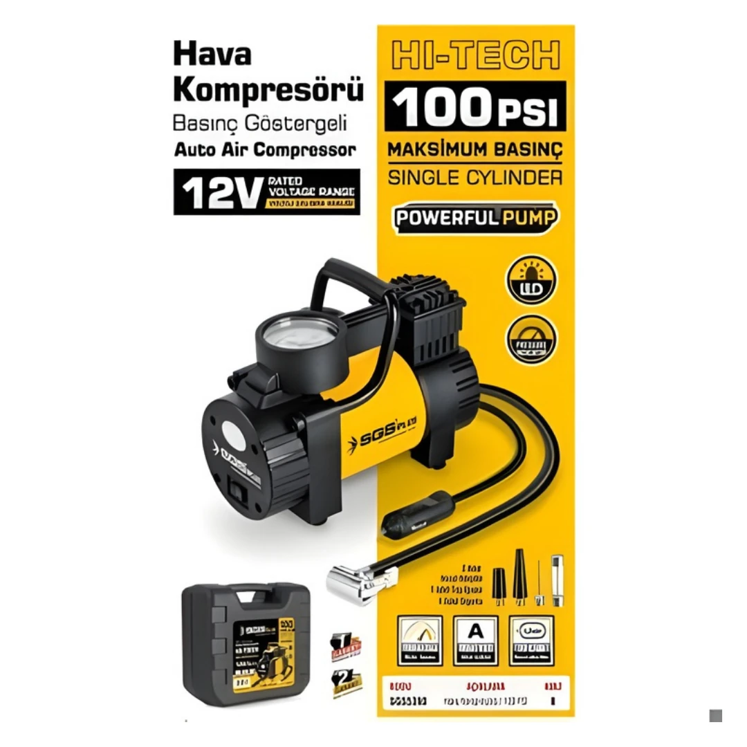 SGS KOMPRESÖR MAKİNESİ MİNİ 12 V 100PSI SGS5390