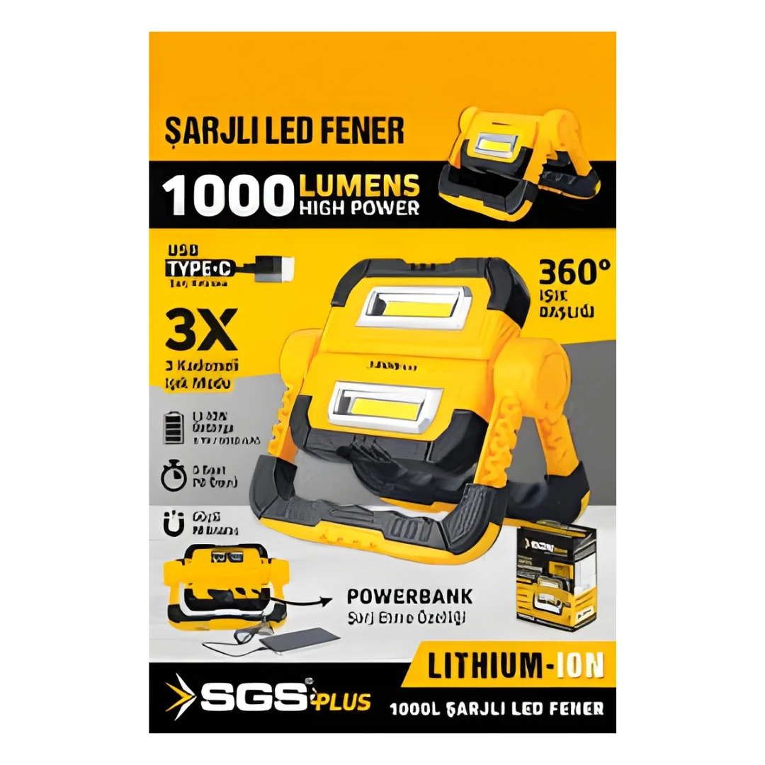 SGS ŞARJLI LED ÇALIŞMA LAMBASI 1000 LÜMEN 3,7 V SGS5057