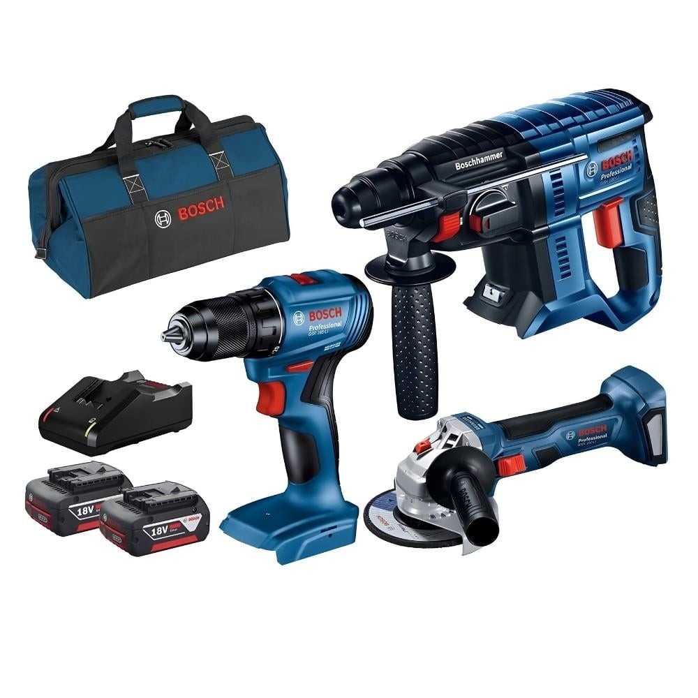 BOSCH AKÜLÜ SET GBH 180-LI + GSR 185-LI + GWS 180-LI (2x4.0Ah)