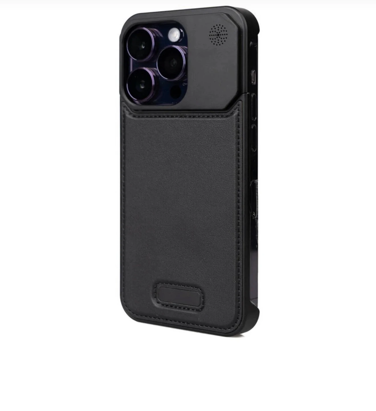 iPhone Deri Magsafe Kılıf – Mekanizmalı Koku Hazneli Kapak Seri (SİYAH) 