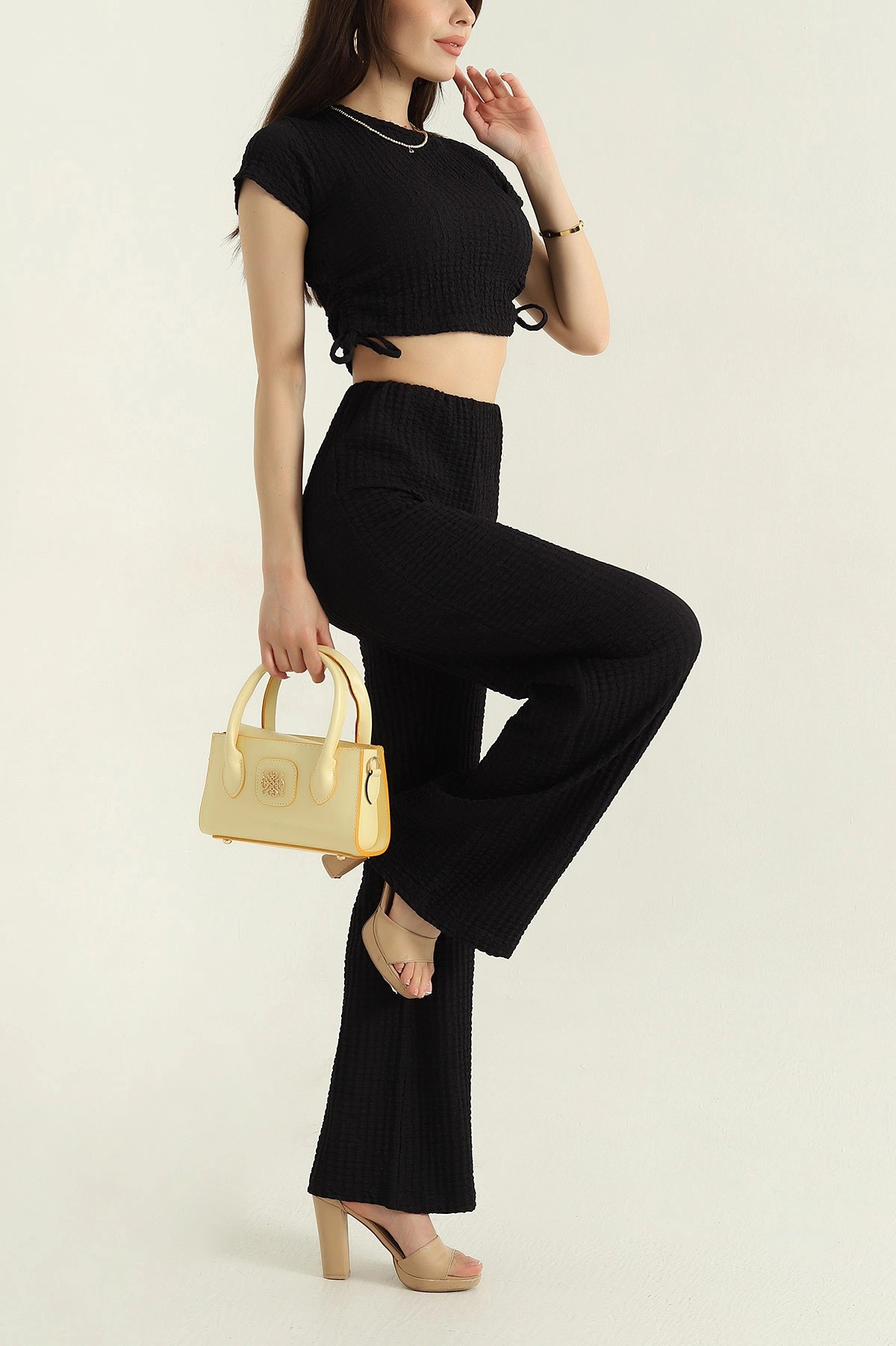 Bershk Bubble Kumaş Crop Takım
