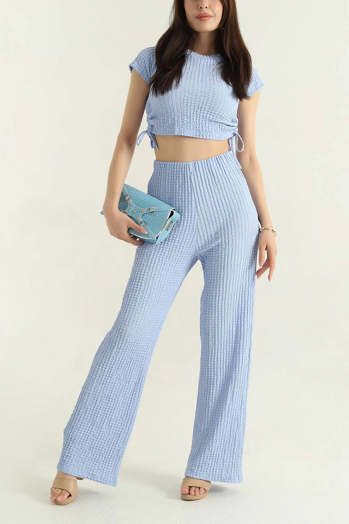 Bershk Bubble Kumaş Crop Takım