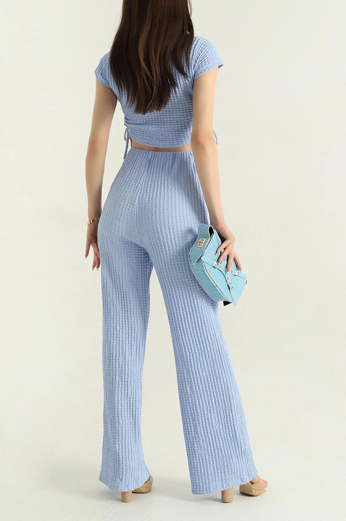 Bershk Bubble Kumaş Crop Takım