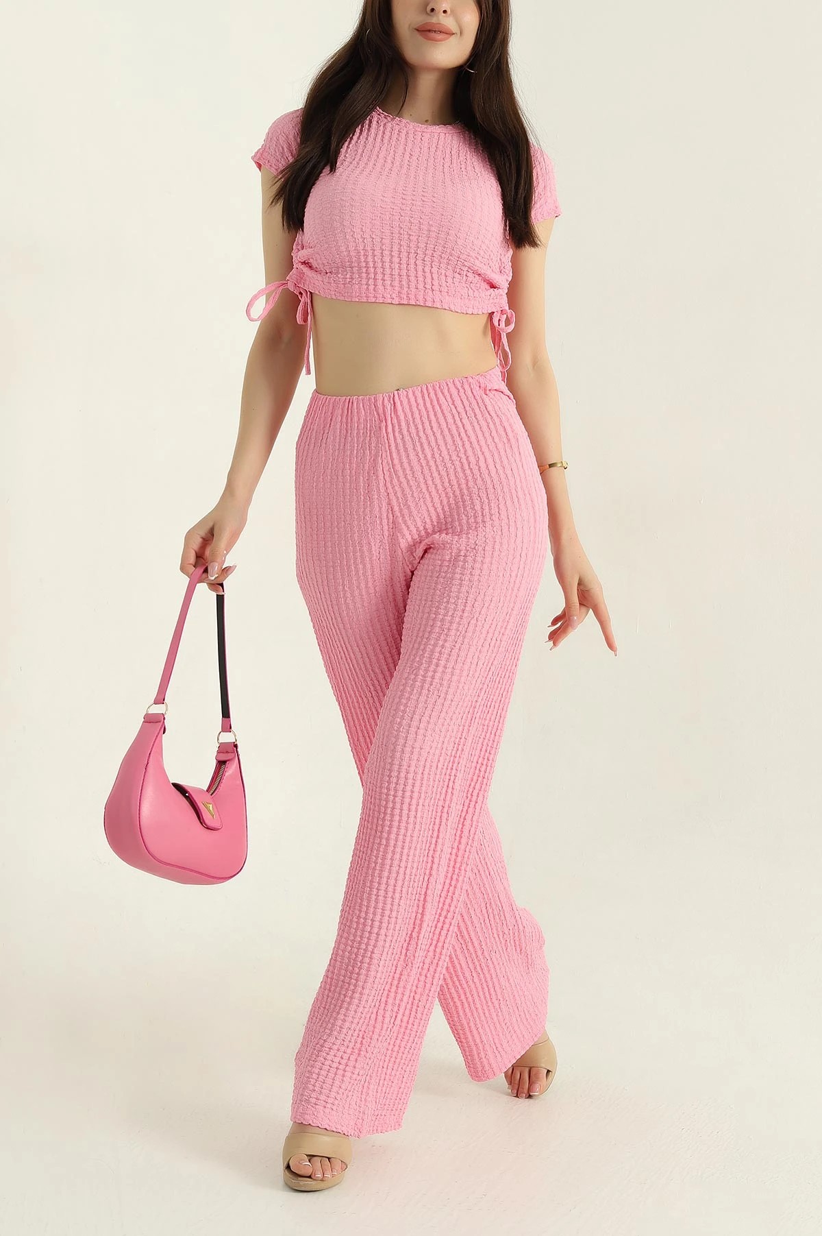 Bershk Bubble Kumaş Crop Takım