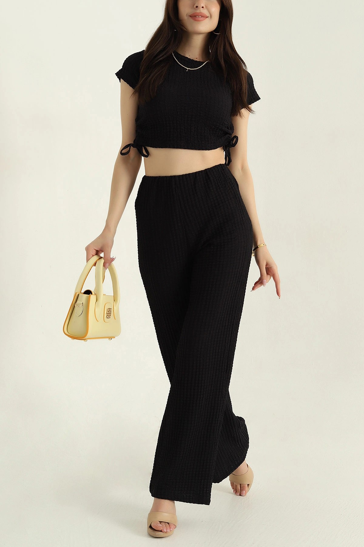 Bershk Bubble Kumaş Crop Takım
