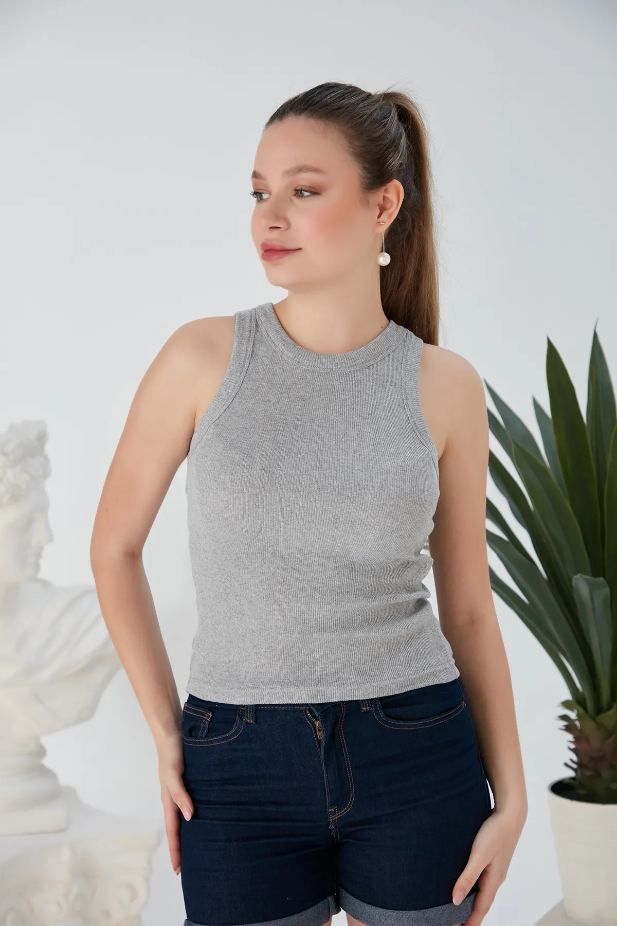 Premıum Marka Halter Yaka Crop