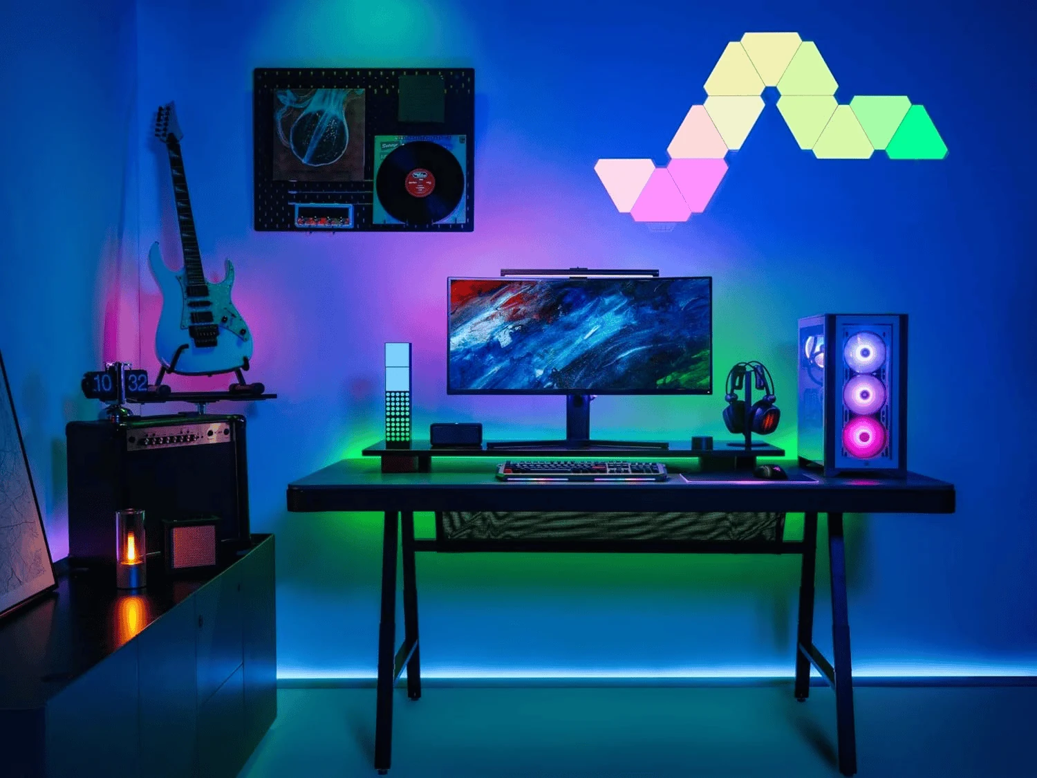 Triangle RGBIC Üçgen Duvar Apliği Telefon ve Kumanda Kontrollü Özelleştirilebilir