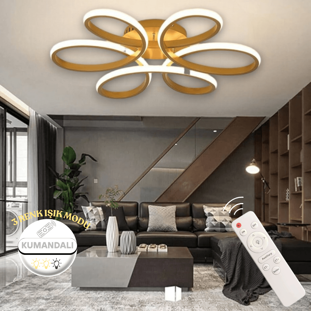 Linup Modern Plafonyer Tavana Sıfır KUMANDALI Power LED 3 RENK  - Eskitme Kasa image