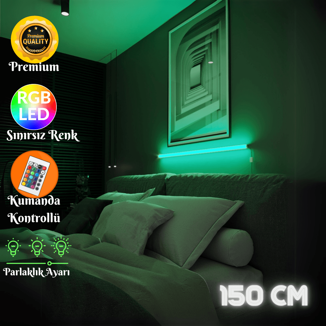 Zyra Kumandalı RGB Lambader – 16 Renk Seçeneği, 4 Dinamik Işık Modu, Dekoratif LED Lamba