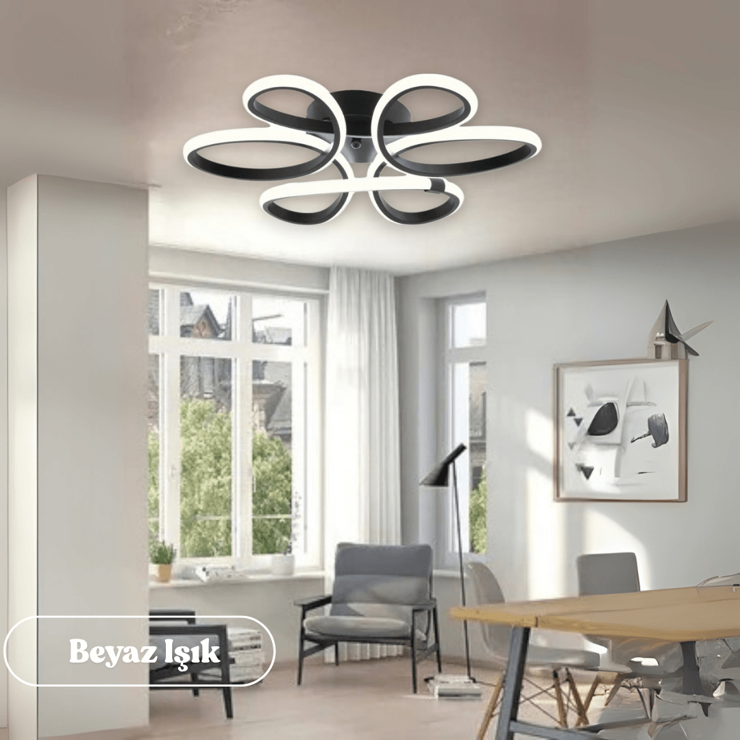 Linup Modern Plafonyer Tavana Sıfır Power LED Avize Beyaz Işık - Siyah Kasa image