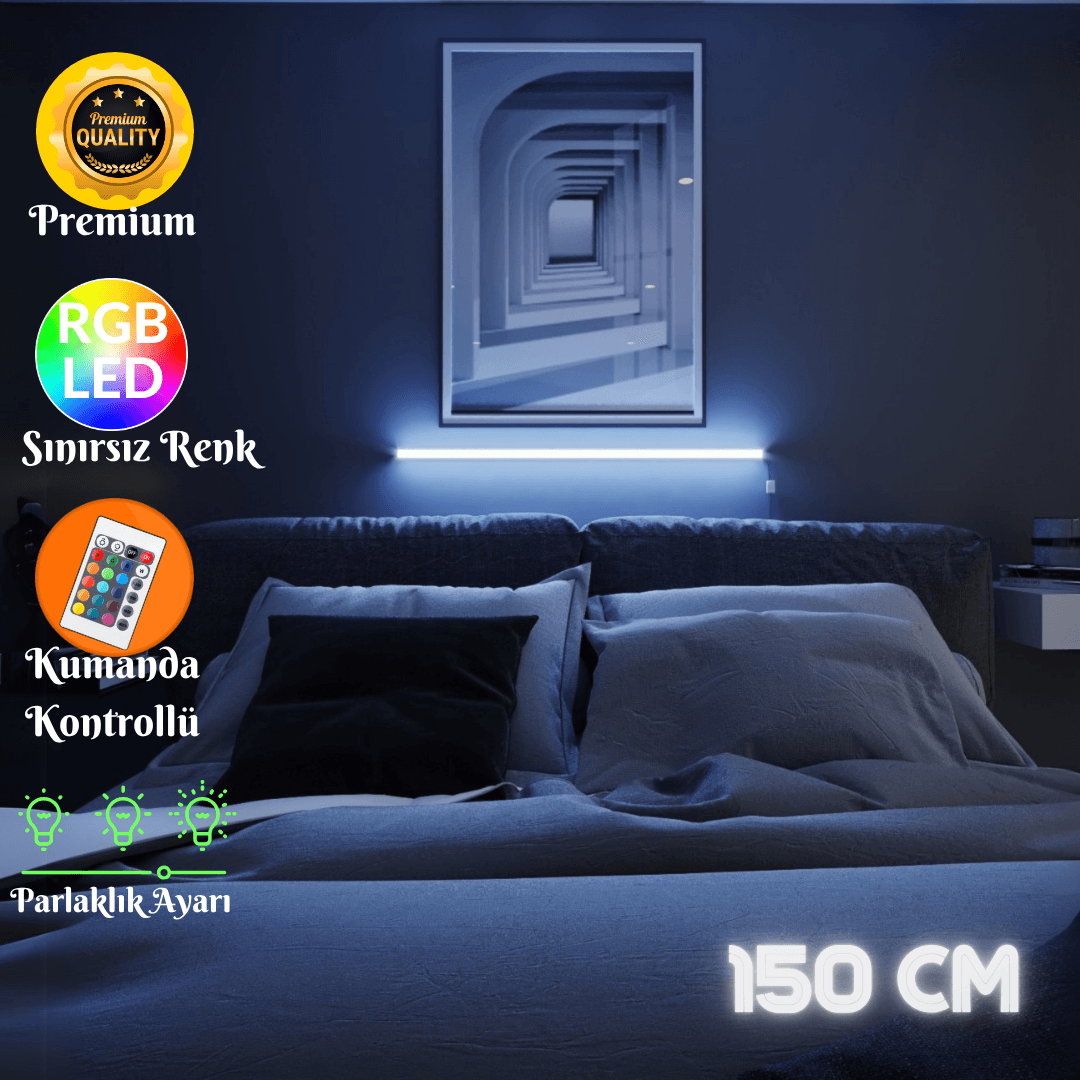 Zyra Kumandalı RGB Lambader – 16 Renk Seçeneği, 4 Dinamik Işık Modu, Dekoratif LED Lamba