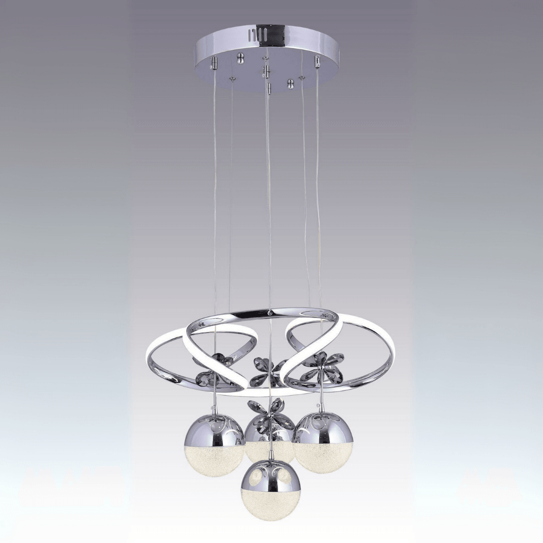 BELEM LED’li Sarkıt Avize – 3 Farklı Işık Tonu & Kumandalı/Dimmer Özelliği Krom Kaplama